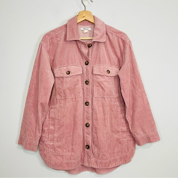 MADEWELL Pink Corduroy Button-Up Shirt jacket size xsmall - Picture 2 of 5